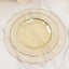 10-Pack Plastic Round 6" Dessert Plates in Gold Glitter with Ruffled Rim - Transparent Sturdy Disposable Salad Appetizer Dinnerware