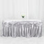 Satin 14ft Table Skirt Silver - Pleated Double Drape Table Cover