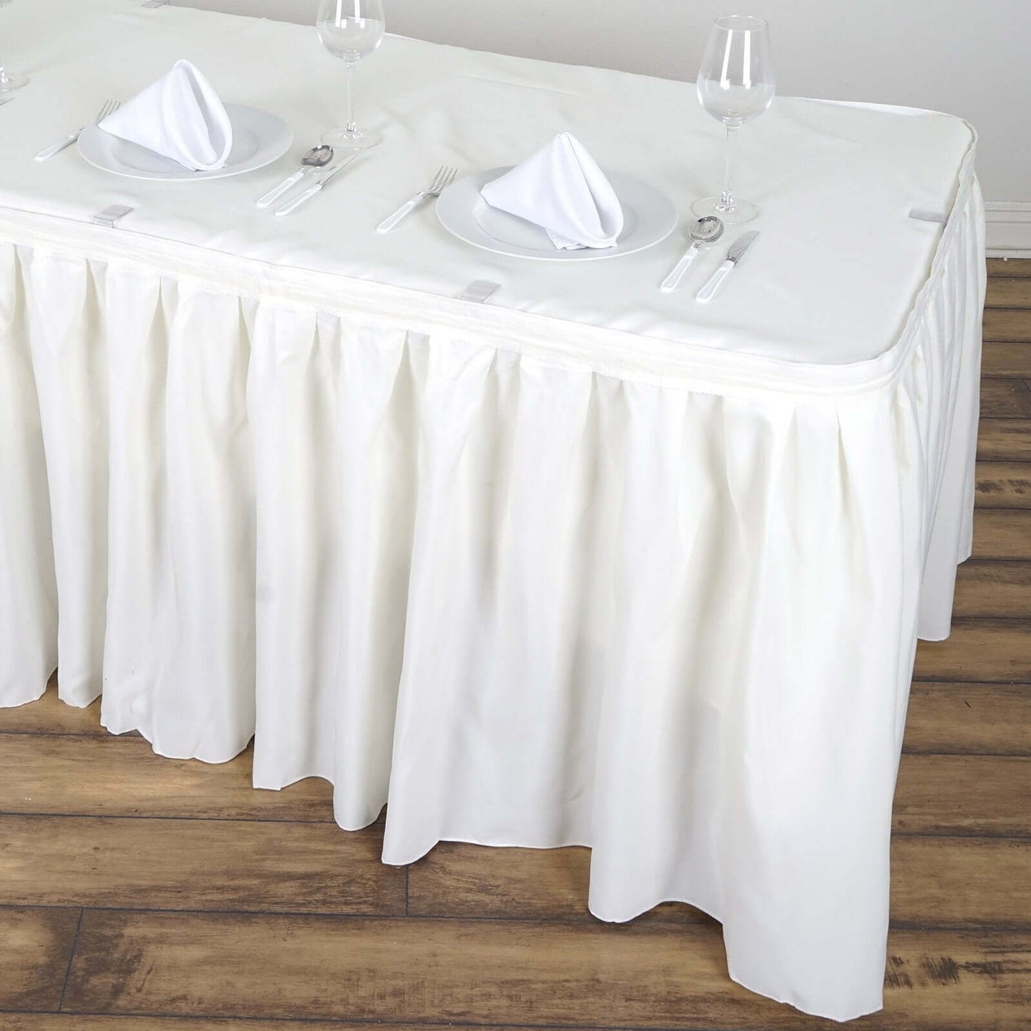 Polyester 14ft Table Skirt Ivory - Classic Pleated Design