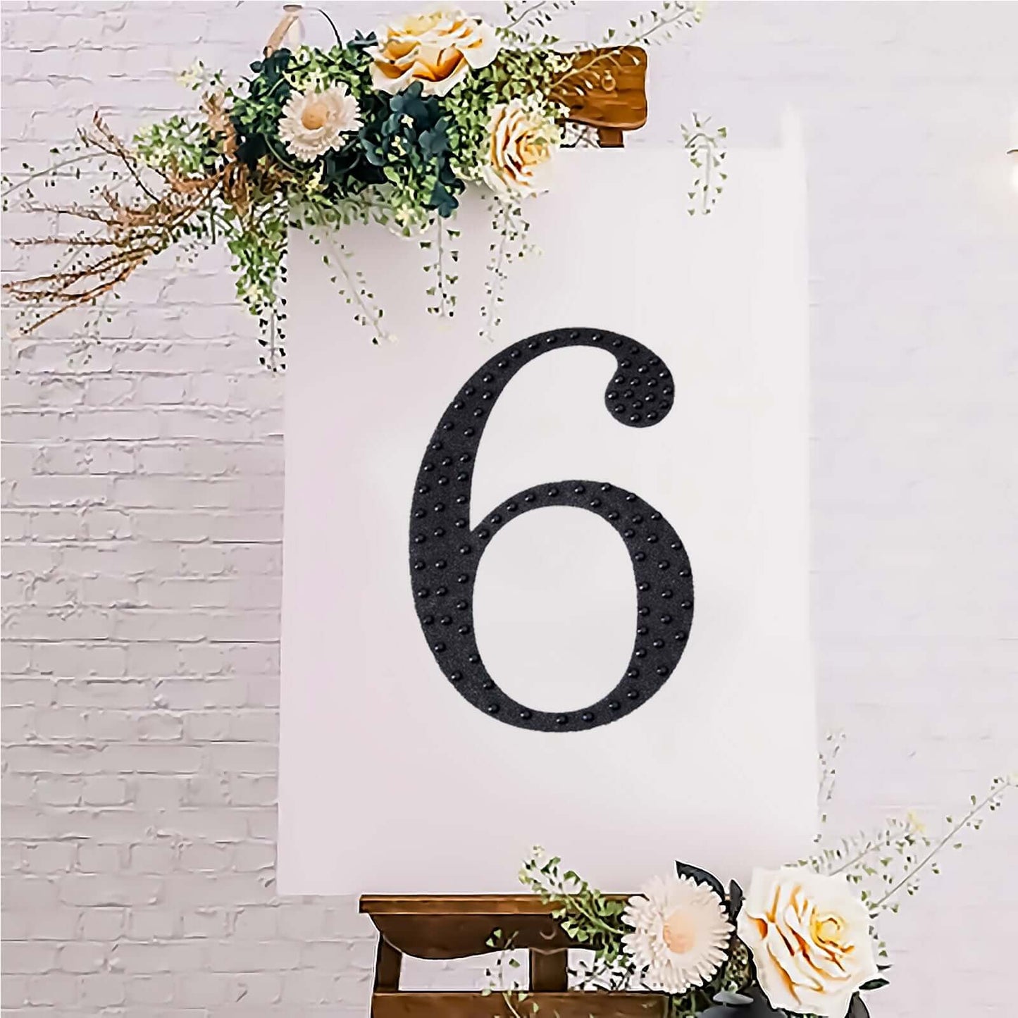 Decorative Rhinestone Number "6" Stickers, Glitter Adhesive Craft Numbers Black DIY Sparkle Embellishments 8"