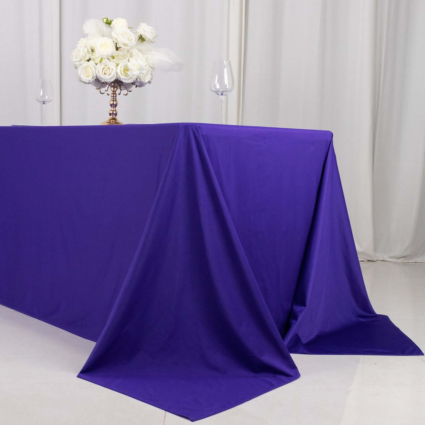 Scuba Rectangular 90"x132" Tablecloth Purple - Wrinkle Free, Stain Resistant & Seamless Table Cover
