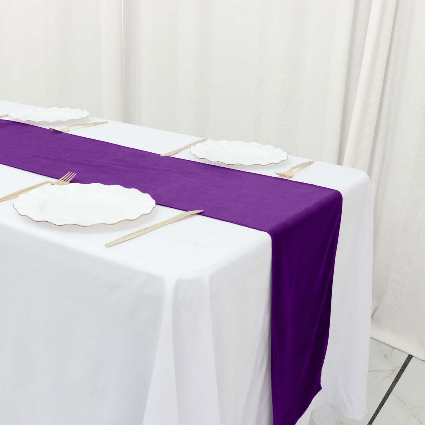 Premium Velvet 12"x108" Table Runner Purple - Sheen Finish Reusable Table Decor