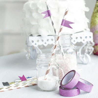 5 Pack 0.5"x5 Yards Purple Washi DIY Craft Glitter Tape