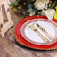 6-Pack Acrylic Round Charger Plates 13" in Red with Gold Embossed Baroque Rim, Antique Decorative Dinner Party Charger Tableware