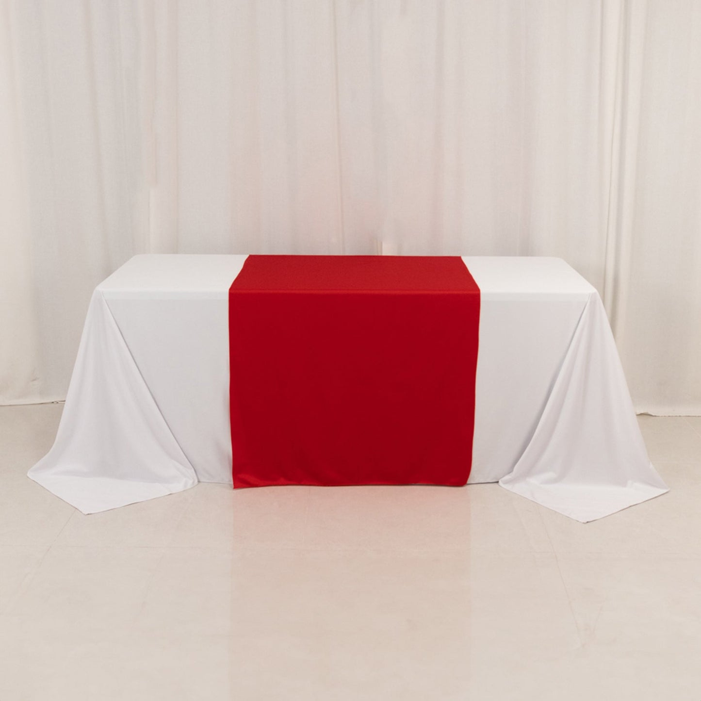 Scuba Polyester 36"x72" Wide Table Runner Red - Wrinkle-Free Trade Show Table Linen