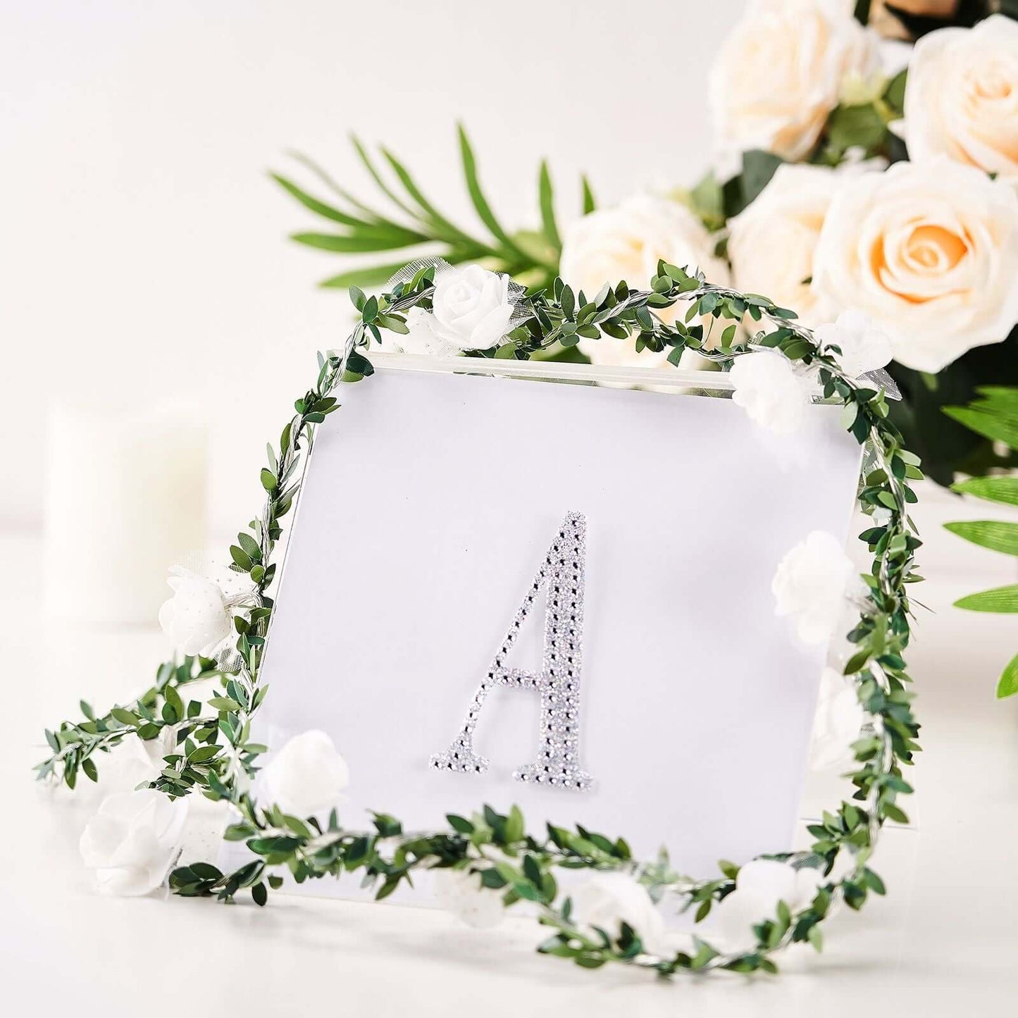 Decorative Rhinestone Alphabet "A" Letter Stickers, Glitter Adhesive Craft Letters Silver DIY Sparkle Embellishments 4"