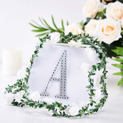 Decorative Rhinestone Alphabet "A" Letter Stickers, Glitter Adhesive Craft Letters Silver DIY Sparkle Embellishments 6"