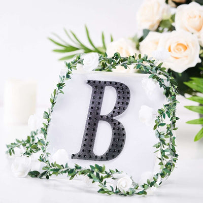 Decorative Rhinestone Alphabet "B" Letter Stickers, Glitter Adhesive Craft Letters Black DIY Sparkle Embellishments 6"