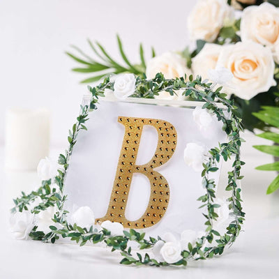 Decorative Rhinestone Alphabet "B" Letter Stickers, Glitter Adhesive Craft Letters Gold DIY Sparkle Embellishments 6"