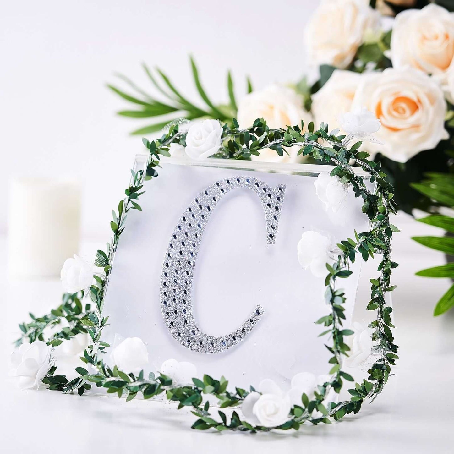 Decorative Rhinestone Alphabet "C" Letter Stickers, Glitter Adhesive Craft Letters Silver DIY Sparkle Embellishments 6"