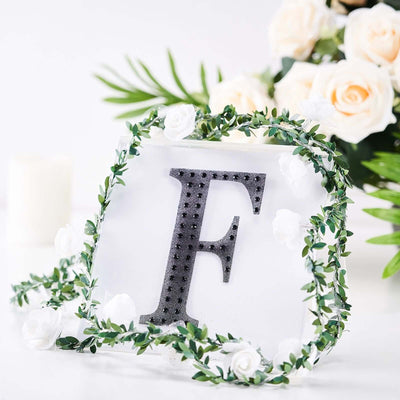 Decorative Rhinestone Alphabet "F" Letter Stickers, Glitter Adhesive Craft Letters Black DIY Sparkle Embellishments 6"