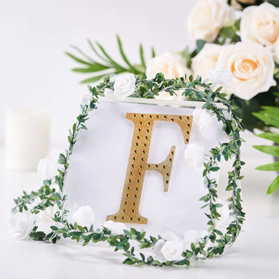 Decorative Rhinestone Alphabet "F" Letter Stickers, Glitter Adhesive Craft Letters Gold DIY Sparkle Embellishments 6"