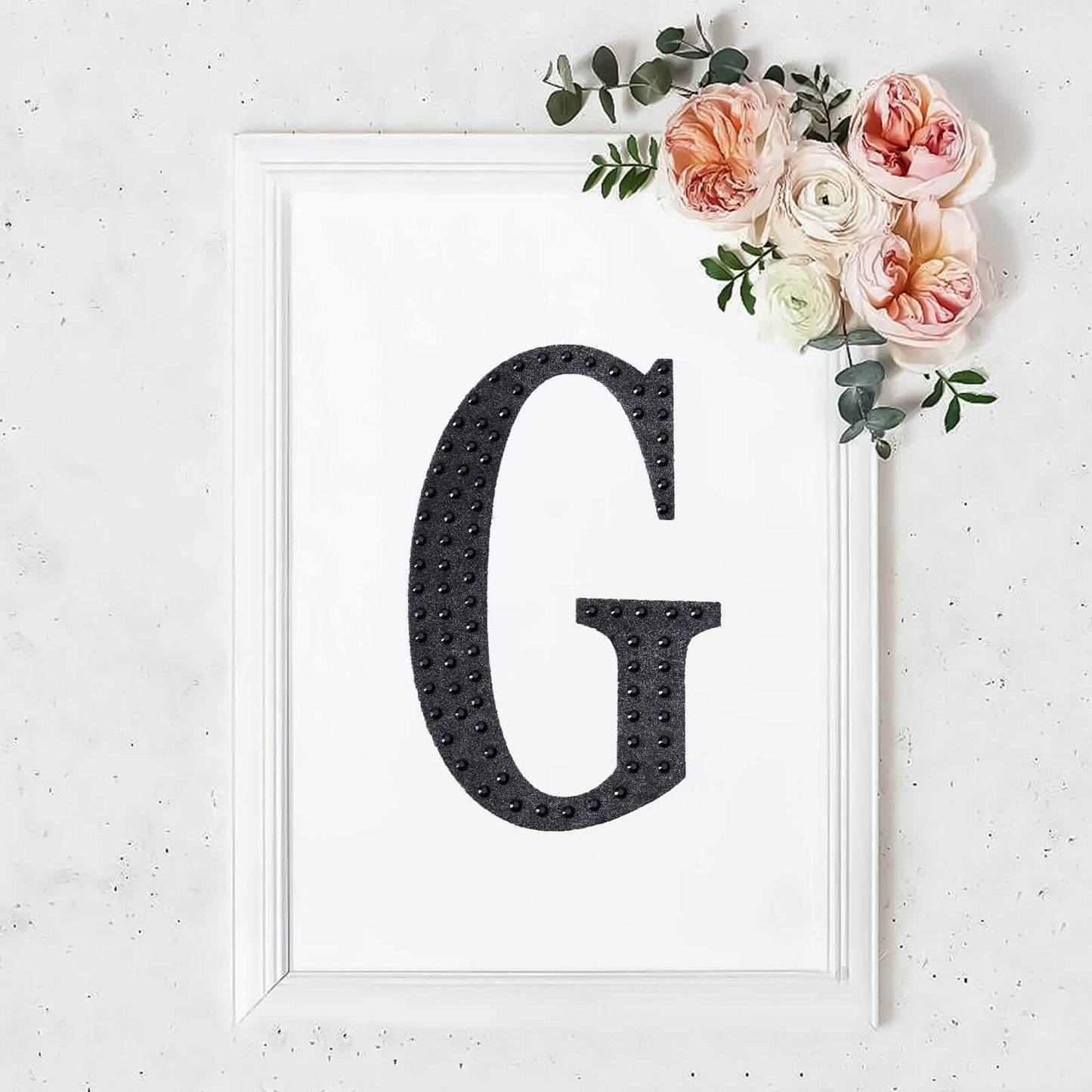 Decorative Rhinestone Alphabet "G" Letter Stickers, Glitter Adhesive Craft Letters Black DIY Sparkle Embellishments 8"