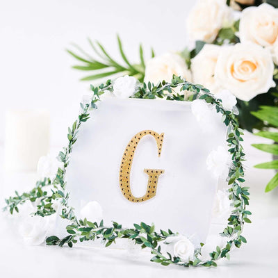Decorative Rhinestone Alphabet "G" Letter Stickers, Glitter Adhesive Craft Letters Gold DIY Sparkle Embellishments 4"
