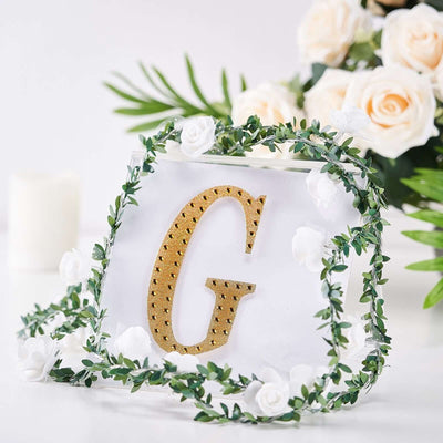 Decorative Rhinestone Alphabet "G" Letter Stickers, Glitter Adhesive Craft Letters Gold DIY Sparkle Embellishments 6"