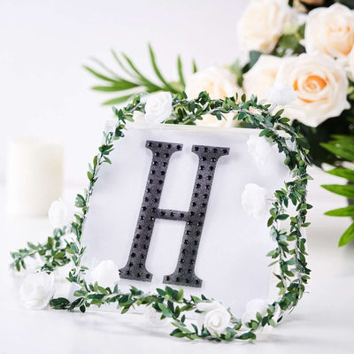 Decorative Rhinestone Alphabet "H" Letter Stickers, Glitter Adhesive Craft Letters Black DIY Sparkle Embellishments 6"