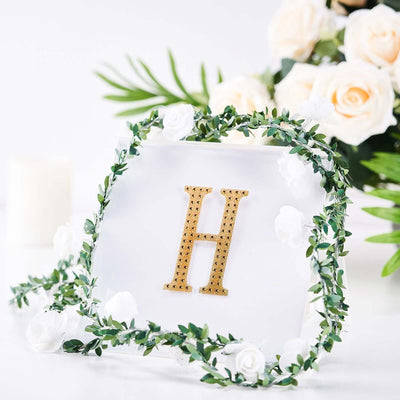 Decorative Rhinestone Alphabet "H" Letter Stickers, Glitter Adhesive Craft Letters Gold DIY Sparkle Embellishments 4"