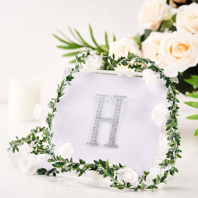 Decorative Rhinestone Alphabet "H" Letter Stickers, Glitter Adhesive Craft Letters Silver DIY Sparkle Embellishments 4"