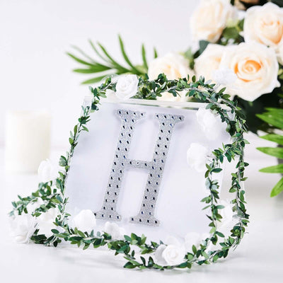 Decorative Rhinestone Alphabet "H" Letter Stickers, Glitter Adhesive Craft Letters Silver DIY Sparkle Embellishments 6"