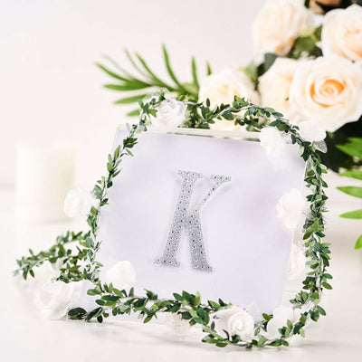 Decorative Rhinestone Alphabet "K" Letter Stickers, Glitter Adhesive Craft Letters Silver DIY Sparkle Embellishments 4"