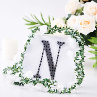 Decorative Rhinestone Alphabet "N" Letter Stickers, Glitter Adhesive Craft Letters Black DIY Sparkle Embellishments 6"