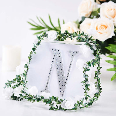 Decorative Rhinestone Alphabet "N" Letter Stickers, Glitter Adhesive Craft Letters Silver DIY Sparkle Embellishments 6"