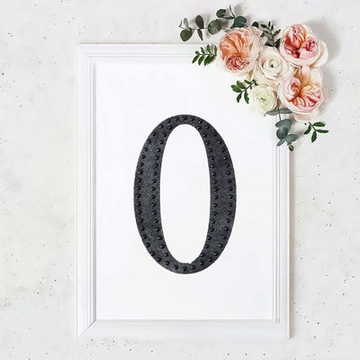 Decorative Rhinestone Alphabet "O" Letter Stickers, Glitter Adhesive Craft Letters Black DIY Sparkle Embellishments 8"