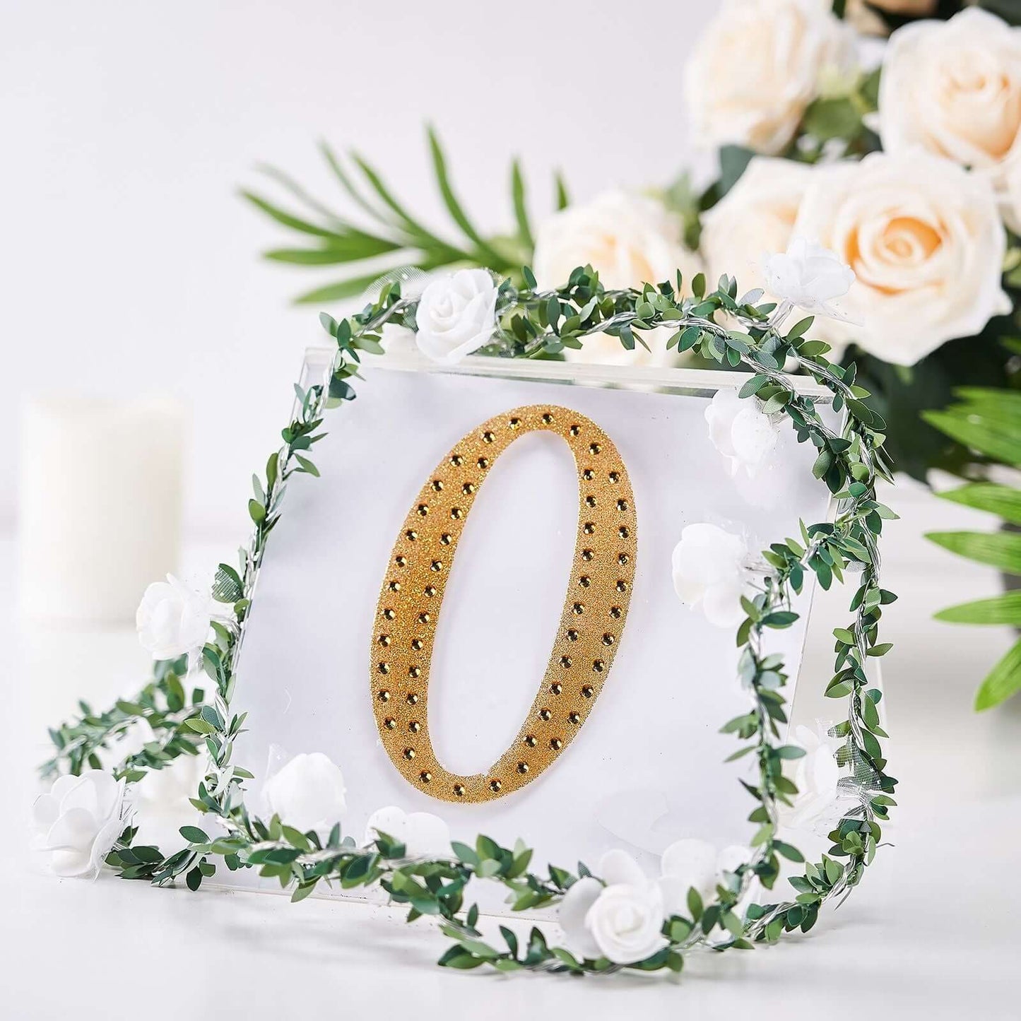 Decorative Rhinestone Alphabet "O" Letter Stickers, Glitter Adhesive Craft Letters Gold DIY Sparkle Embellishments 6"