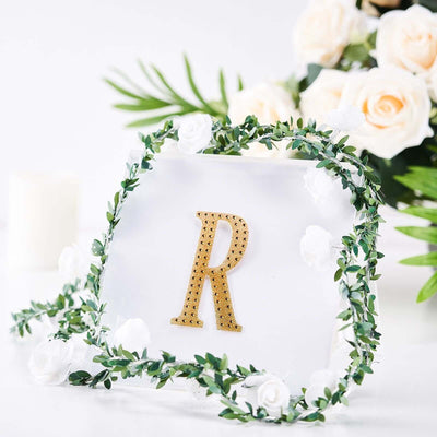 Decorative Rhinestone Alphabet "R" Letter Stickers, Glitter Adhesive Craft Letters Gold DIY Sparkle Embellishments 4"