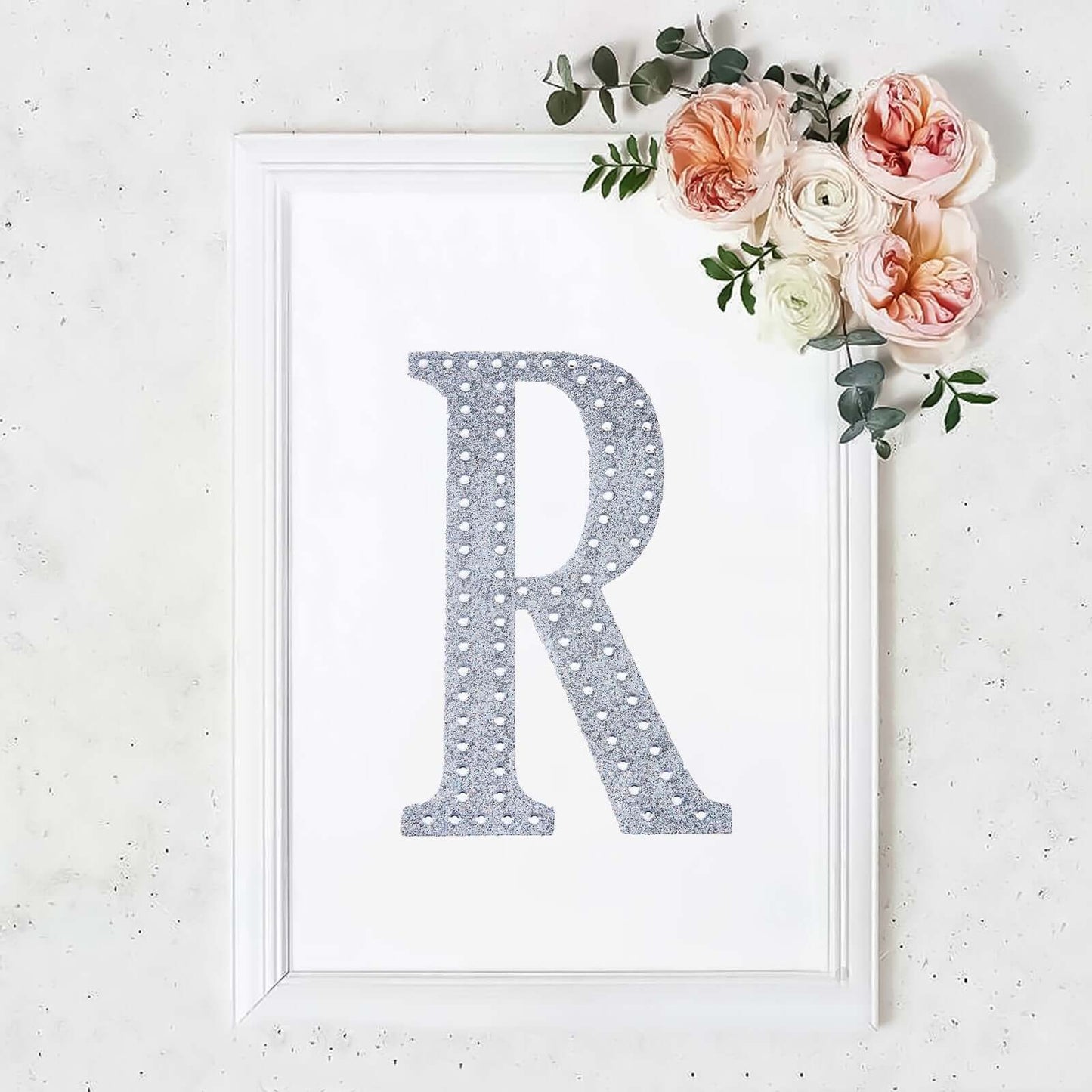Decorative Rhinestone Alphabet "R" Letter Stickers, Glitter Adhesive Craft Letters Silver DIY Sparkle Embellishments 8"