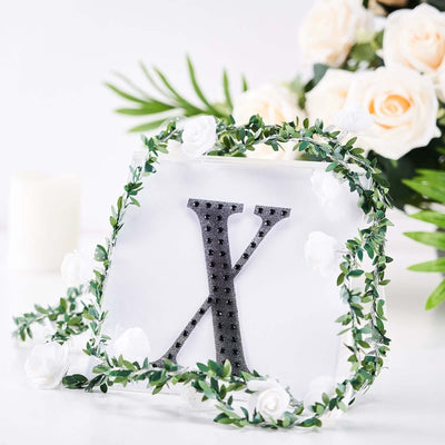 Decorative Rhinestone Alphabet "X" Letter Stickers, Glitter Adhesive Craft Letters Black DIY Sparkle Embellishments 6"