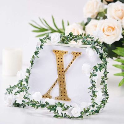 Decorative Rhinestone Alphabet "X" Letter Stickers, Glitter Adhesive Craft Letters Gold DIY Sparkle Embellishments 6"