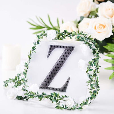 Decorative Rhinestone Alphabet "Z" Letter Stickers, Glitter Adhesive Craft Letters Black DIY Sparkle Embellishments 6"