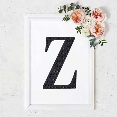 Decorative Rhinestone Alphabet "Z" Letter Stickers, Glitter Adhesive Craft Letters Black DIY Sparkle Embellishments 8"
