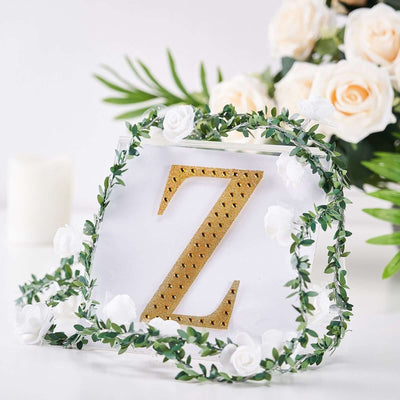 Decorative Rhinestone Alphabet "Z" Letter Stickers, Glitter Adhesive Craft Letters Gold DIY Sparkle Embellishments 6"
