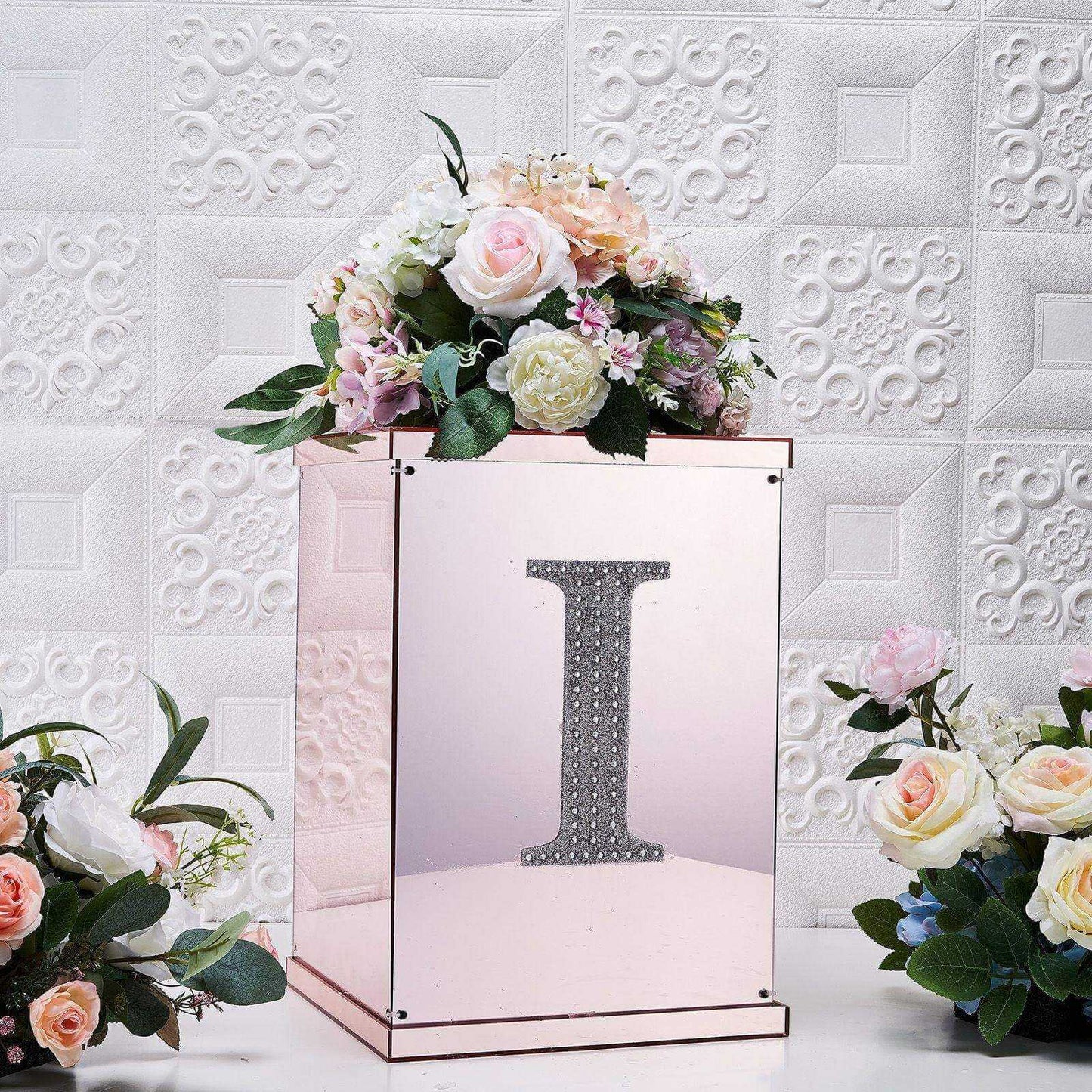 Decorative Rhinestone Alphabet "I" Letter Stickers, Glitter Adhesive Craft Letters Silver DIY Sparkle Embellishments 8"