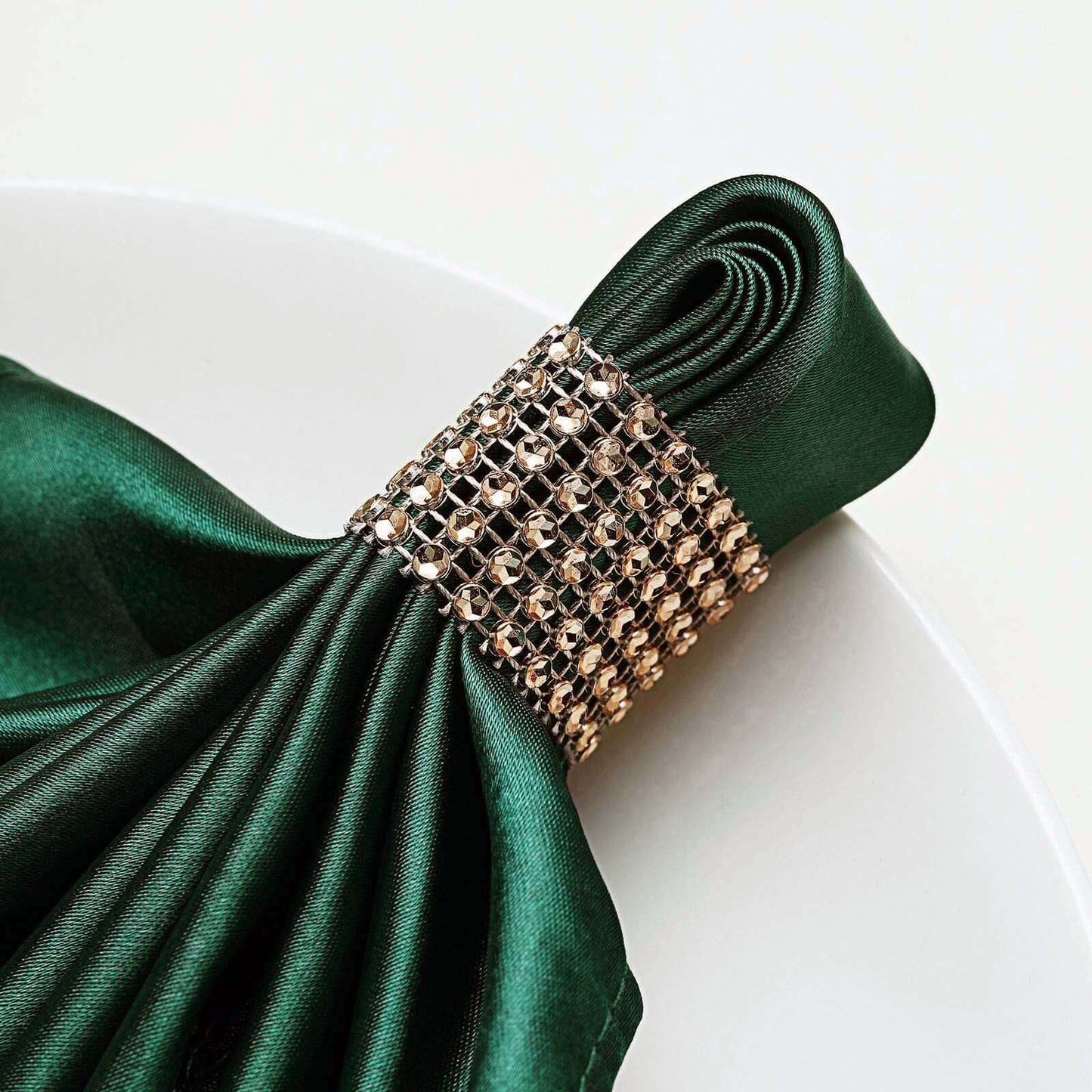 10 Pack Rhinestone Napkin Rings with Velcro Brooch Buckle Antique Gold - Stylish Design for Chair Sashes