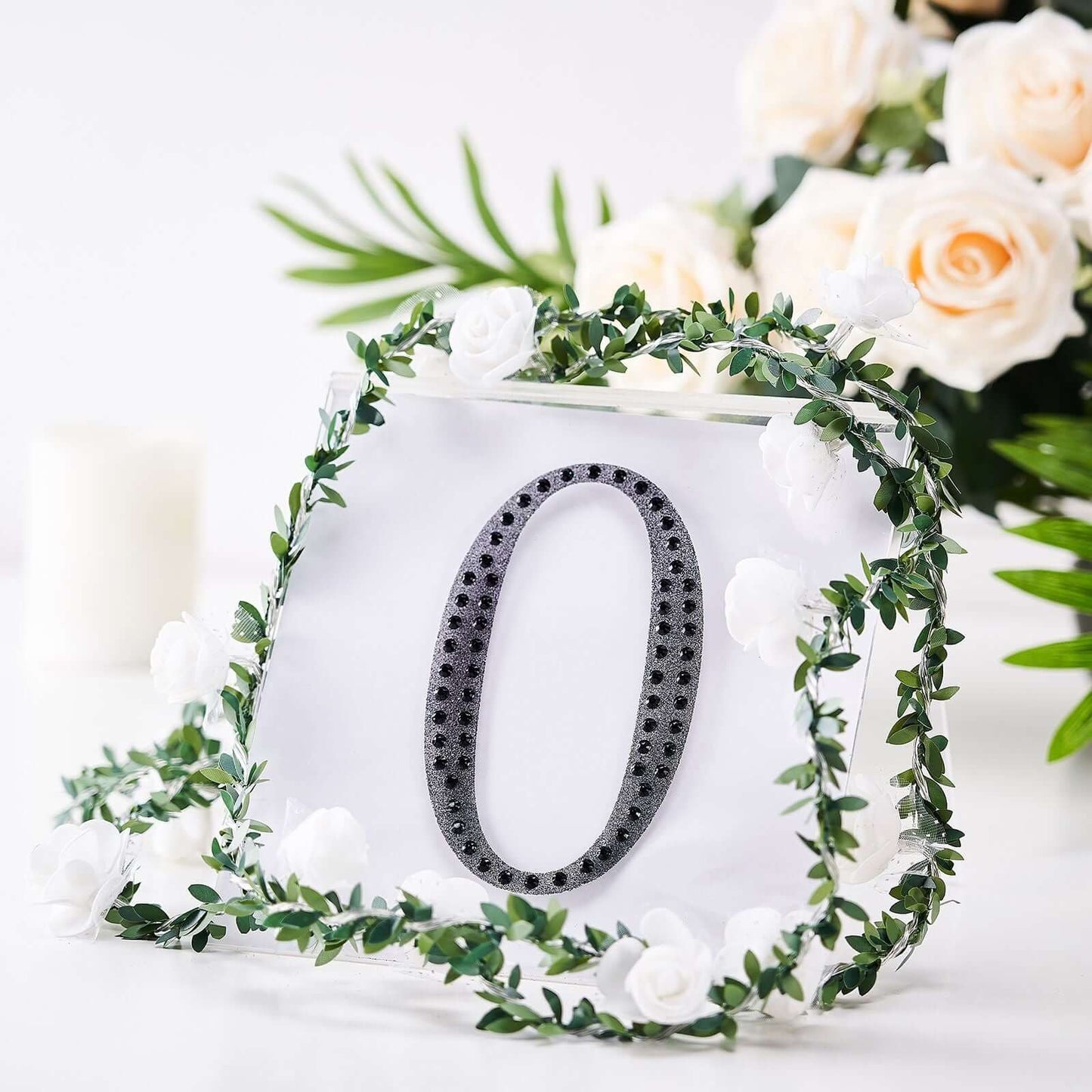 Decorative Rhinestone Number "0" Stickers, Glitter Adhesive Craft Numbers Black DIY Sparkle Embellishments 6"