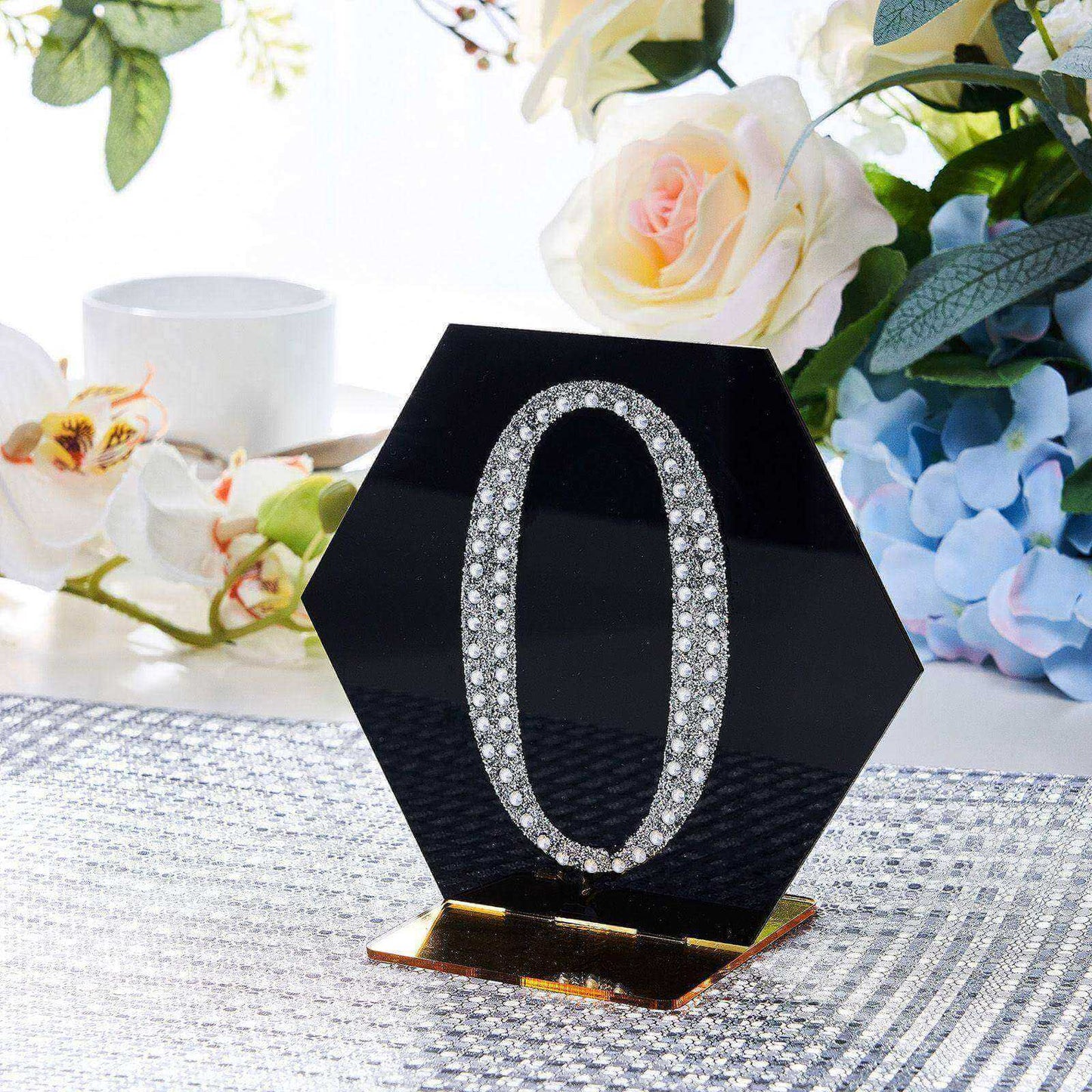 Decorative Rhinestone Number "0" Stickers, Glitter Adhesive Craft Numbers Silver DIY Sparkle Embellishments 4"