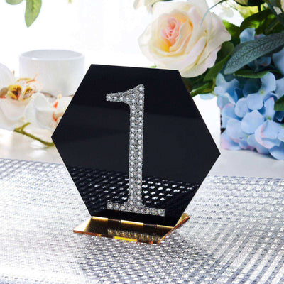 Decorative Rhinestone Number "1" Stickers, Glitter Adhesive Craft Numbers Silver DIY Sparkle Embellishments 4"