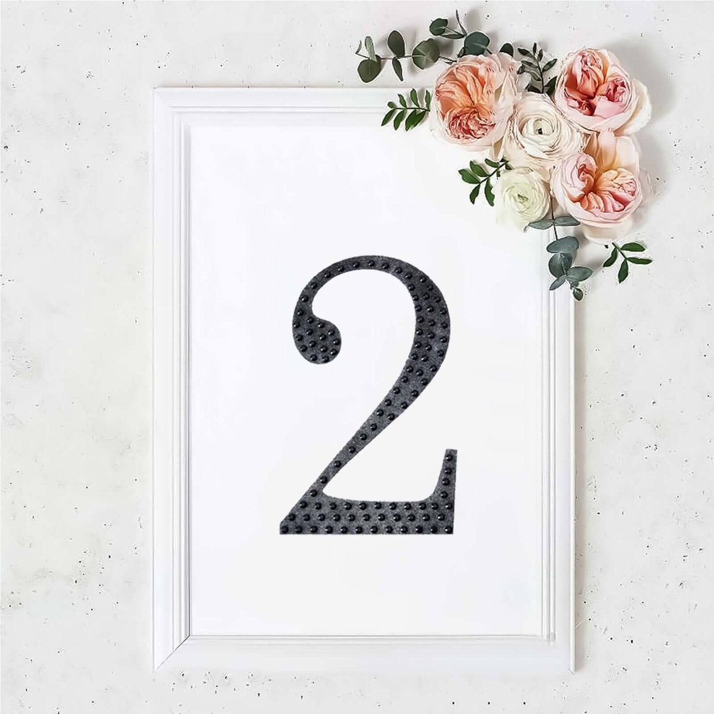 Decorative Rhinestone Number "2" Stickers, Glitter Adhesive Craft Numbers Black DIY Sparkle Embellishments 8"