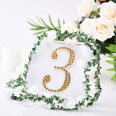 Decorative Rhinestone Number "3" Stickers, Glitter Adhesive Craft Numbers Gold DIY Sparkle Embellishments 6"