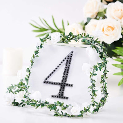 Decorative Rhinestone Number "4" Stickers, Glitter Adhesive Craft Numbers Black DIY Sparkle Embellishments 6"