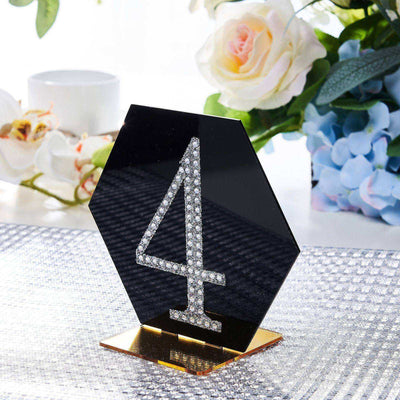 Decorative Rhinestone Number "4" Stickers, Glitter Adhesive Craft Numbers Silver DIY Sparkle Embellishments 4"