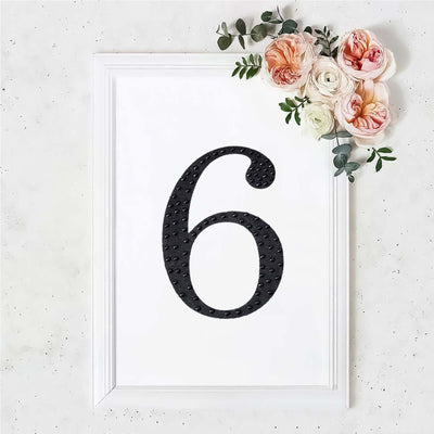 Decorative Rhinestone Number "6" Stickers, Glitter Adhesive Craft Numbers Black DIY Sparkle Embellishments 8"