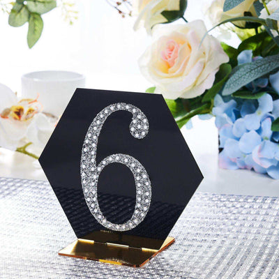 Decorative Rhinestone Number "6" Stickers, Glitter Adhesive Craft Numbers Silver DIY Sparkle Embellishments 4"