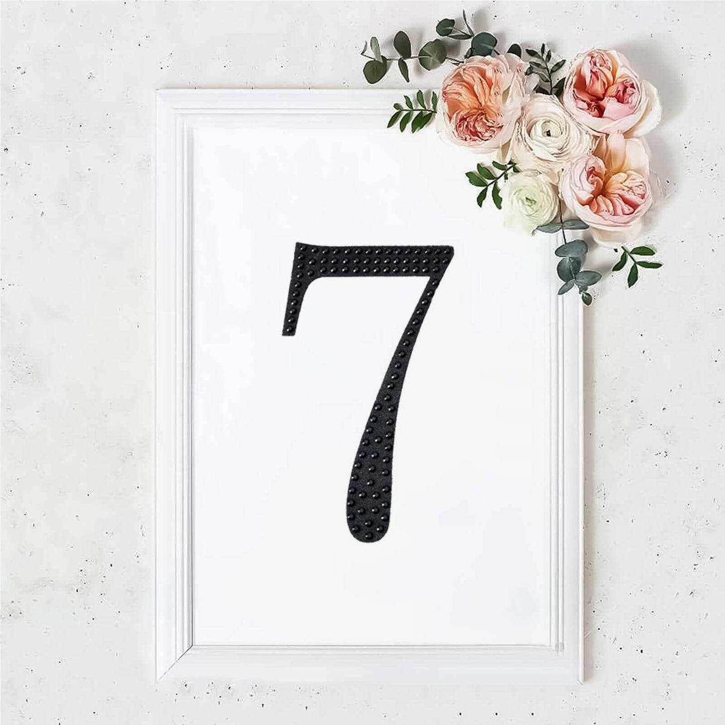 Decorative Rhinestone Number "7" Stickers, Glitter Adhesive Craft Numbers Black DIY Sparkle Embellishments 8"