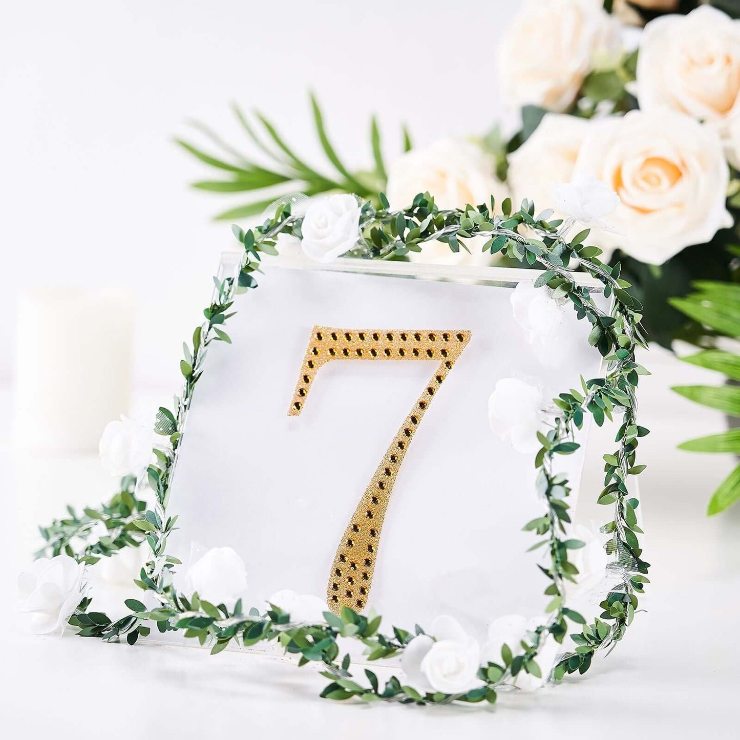 Decorative Rhinestone Number "7" Stickers, Glitter Adhesive Craft Numbers Gold DIY Sparkle Embellishments 6"