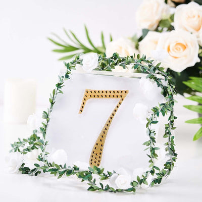 Decorative Rhinestone Number "7" Stickers, Glitter Adhesive Craft Numbers Gold DIY Sparkle Embellishments 6"