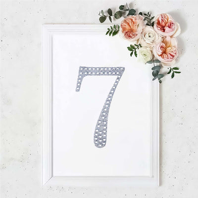 Decorative Rhinestone Number "7" Stickers, Glitter Adhesive Craft Numbers Silver DIY Sparkle Embellishments 8"